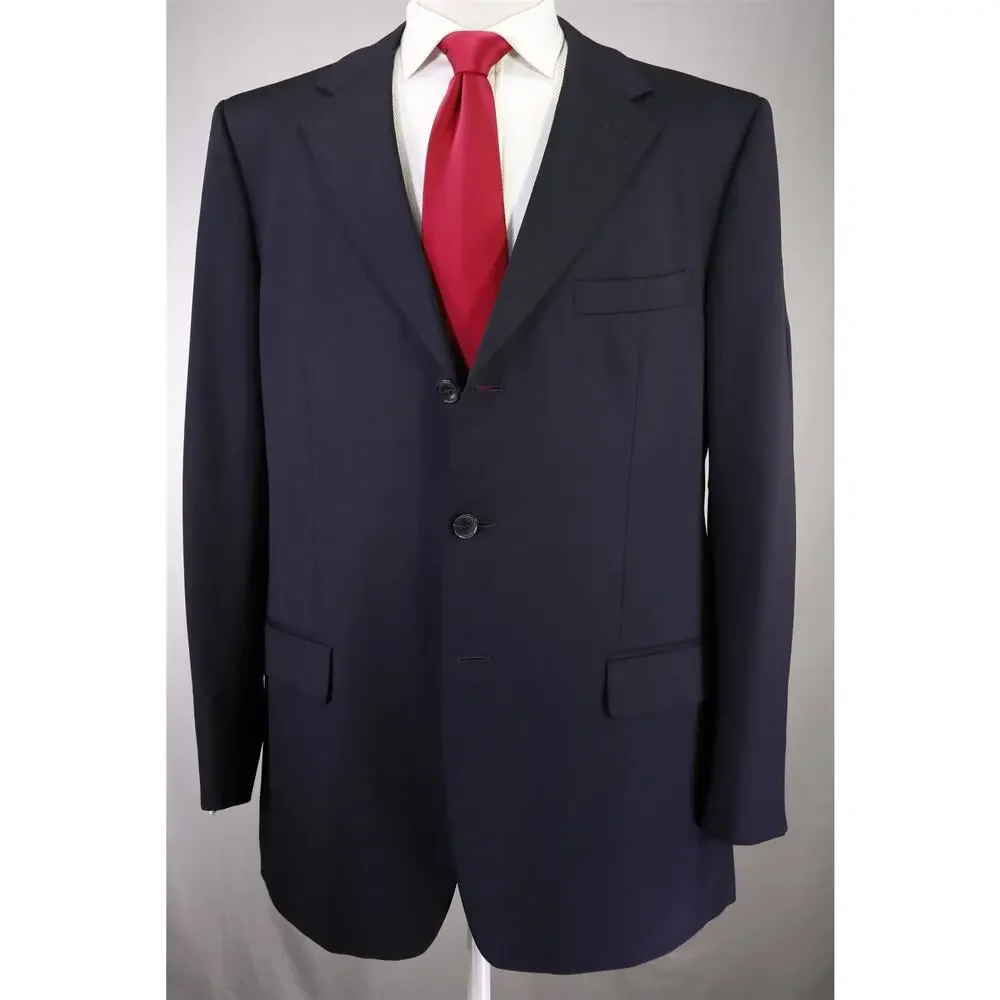 Ermenegildo Z Zegna Solid Navy Blue 3-Btn Wool Suit 44R